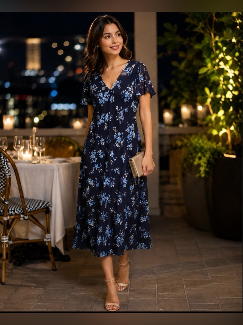 Petite Sophisticate Floral Split Sleeve Spring Summer Dress Size 2